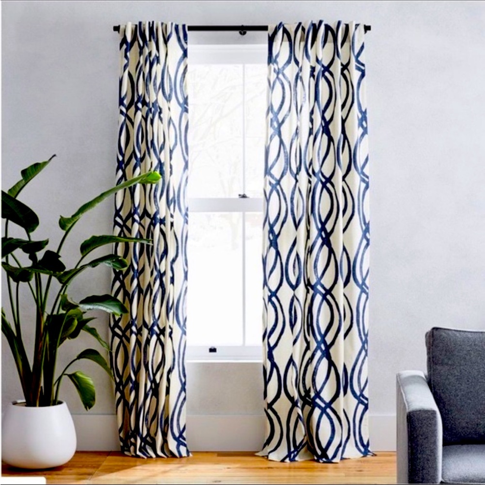 West Elm Scribble Lattice curtains